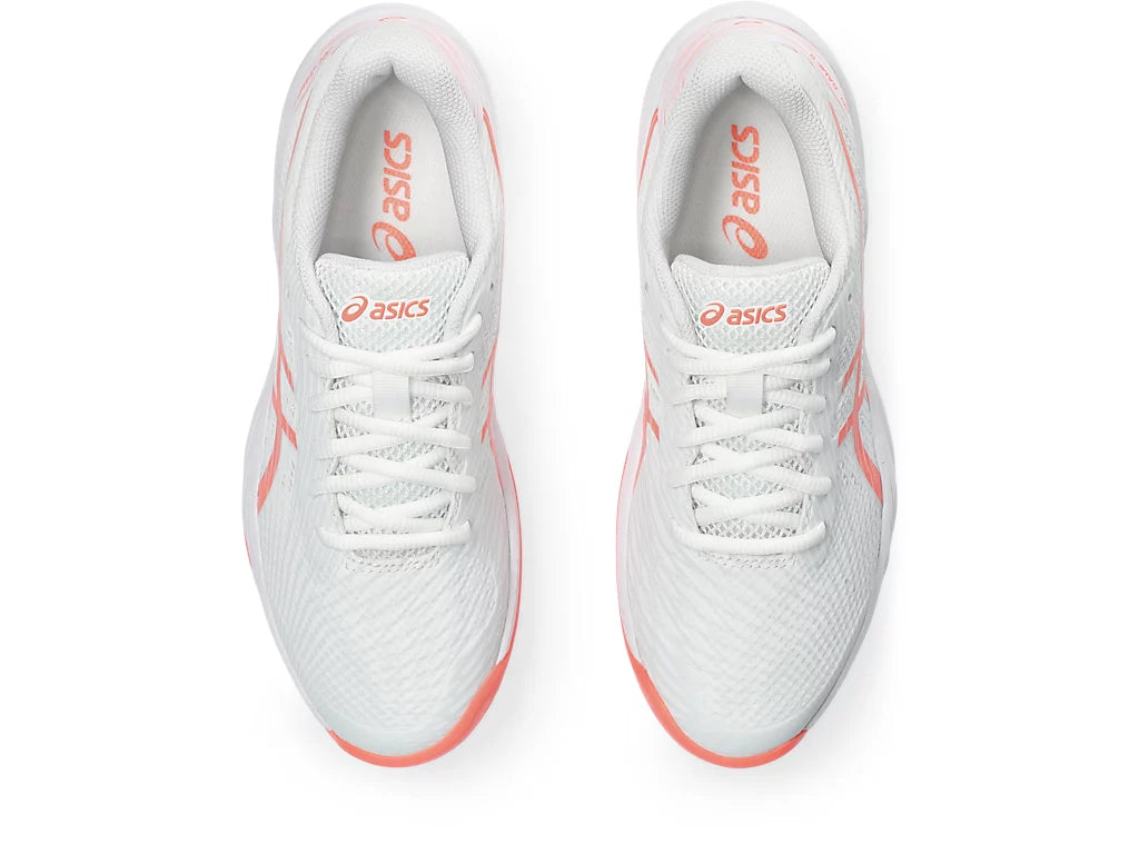 Asics Gel Game 9 Ladies Tennis Shoes - White / Sun Coral