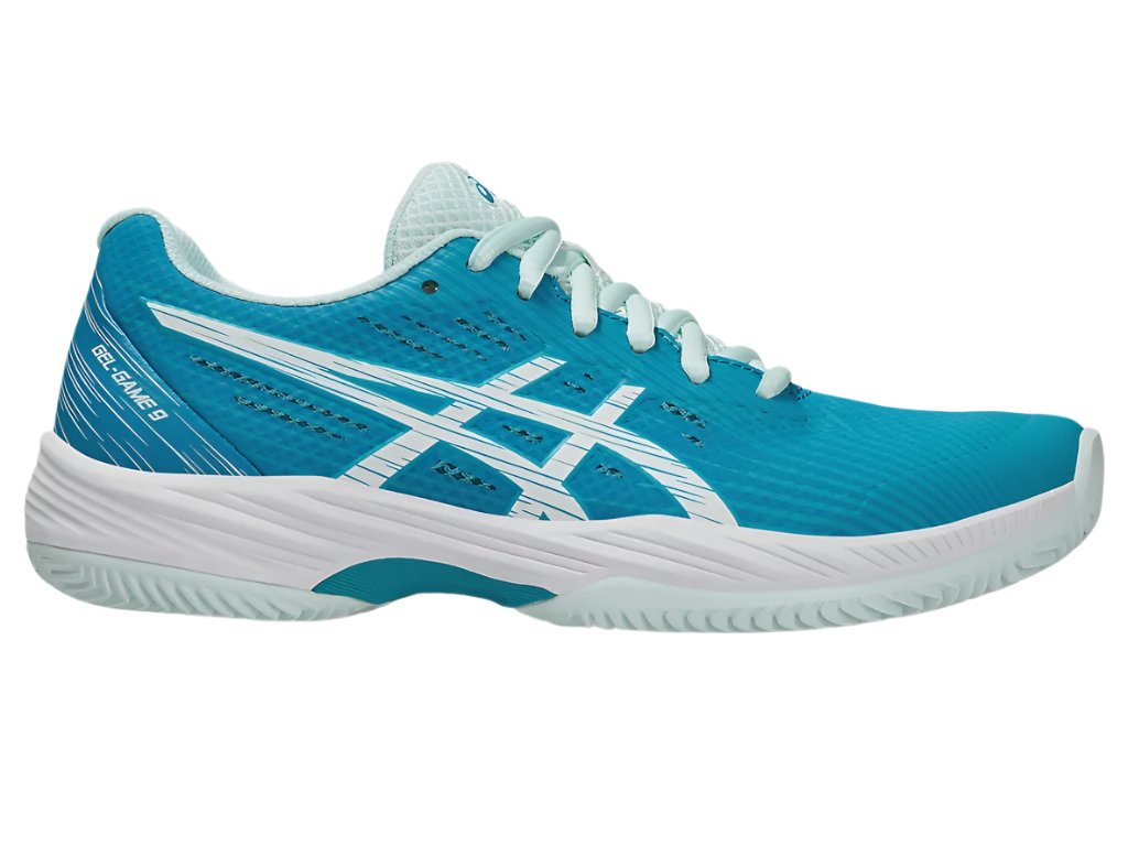 Asics Gel-Game 9 Clay / OC Womens Tennis Shoes - Teal Blue/White