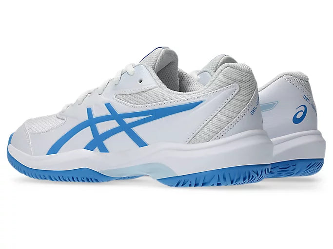 Asics Gel Game 9 GS Junior Tennis Shoes - White/Blue Coast