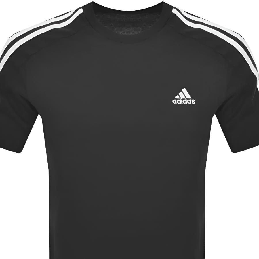 Adidas Mens Cotton 3 Stripe Tee - Black