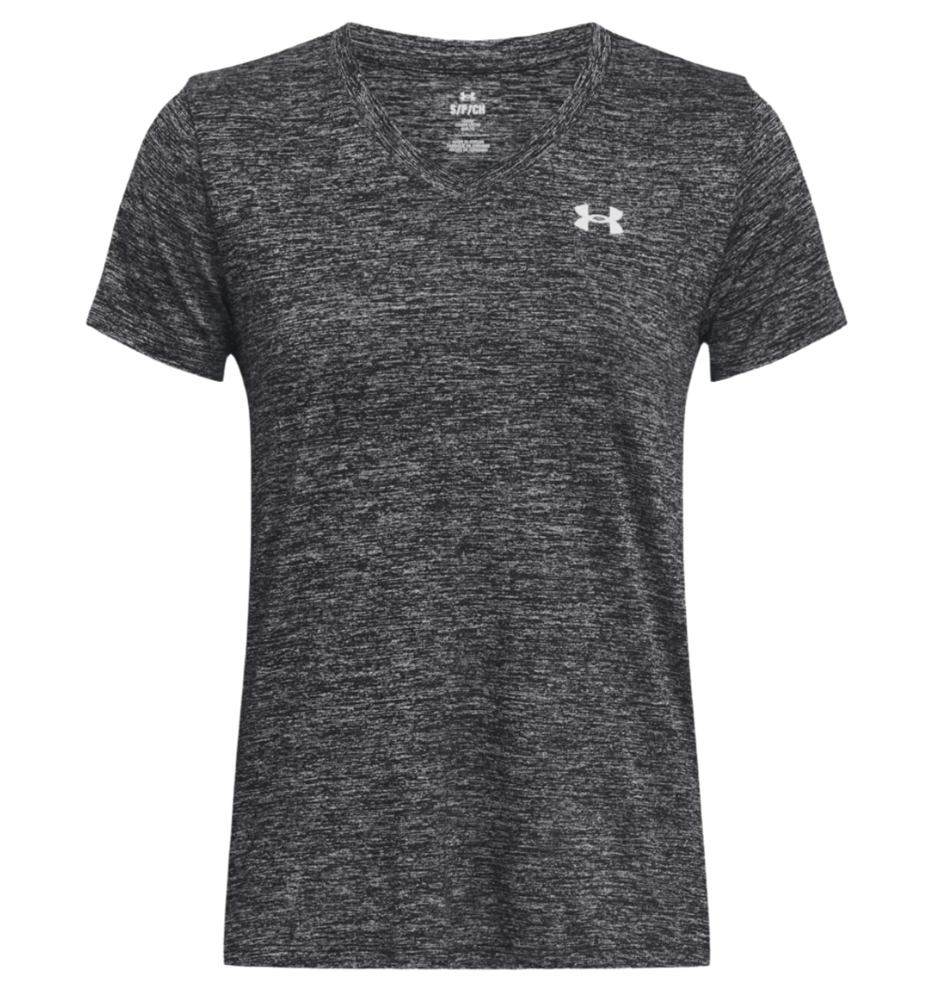 Under Armour Women's Tech Twist V-Neck T Shirt - Black/ White