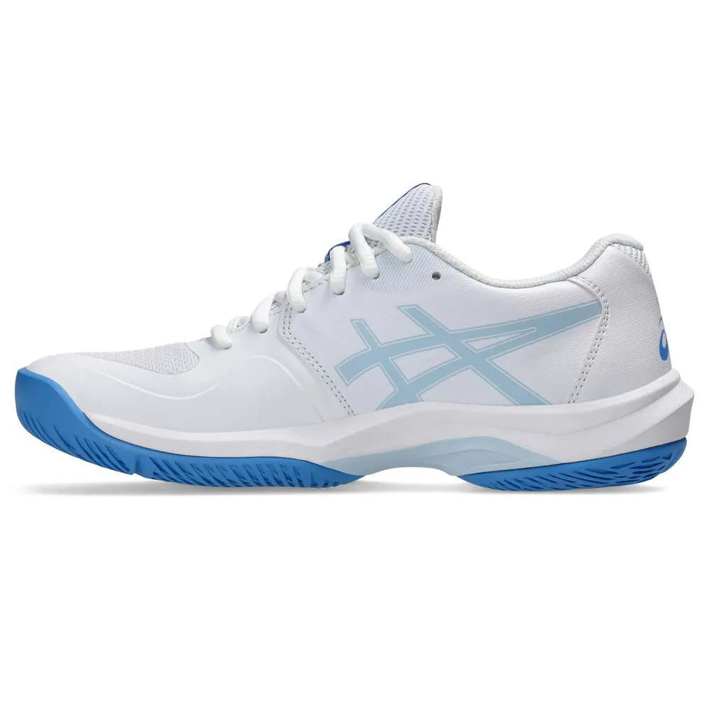 Asics Game FF Ladies Tennis Shoe - White/Blue Coast