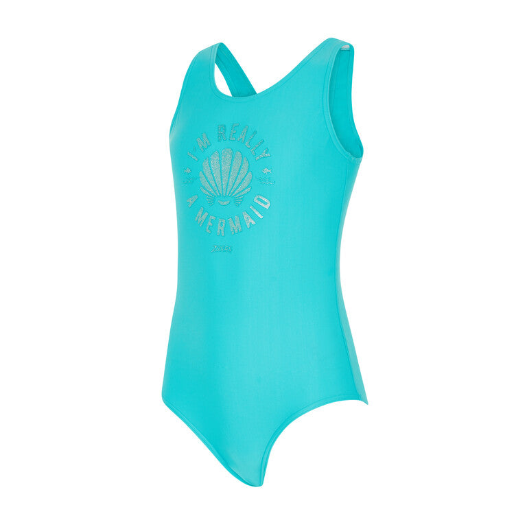 Zoggs Scoopback Girls Swimming Costume - Mermaid