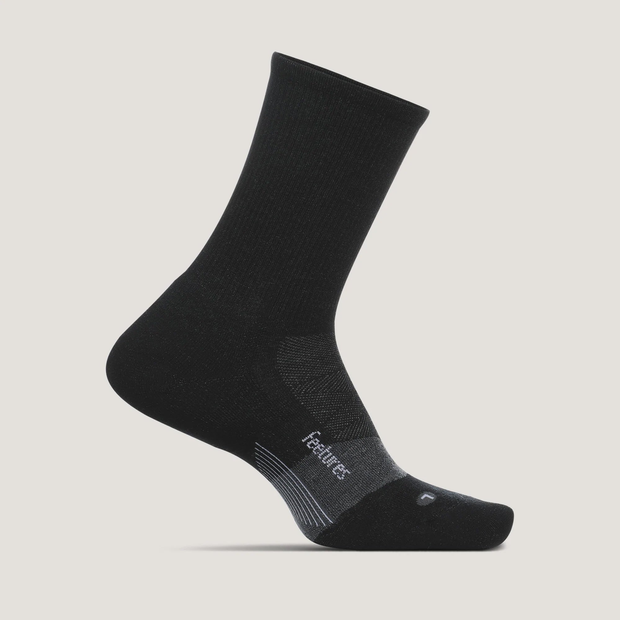 Feetures Merino 10 Cushion Mini Crew Socks - Black-Bruntsfield Sports Online