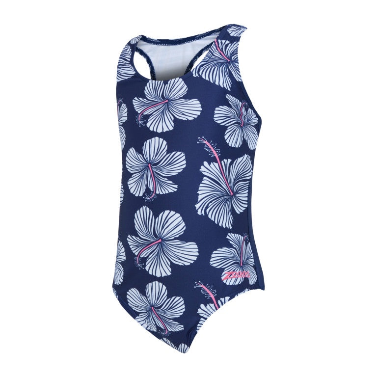 Zoggs Hibiscus Actionback Girls Swimming Costume